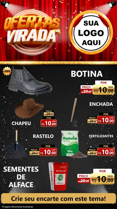 Modelo de TV para TV Vertical com o tema Ofertas da Virada para Agropecuária