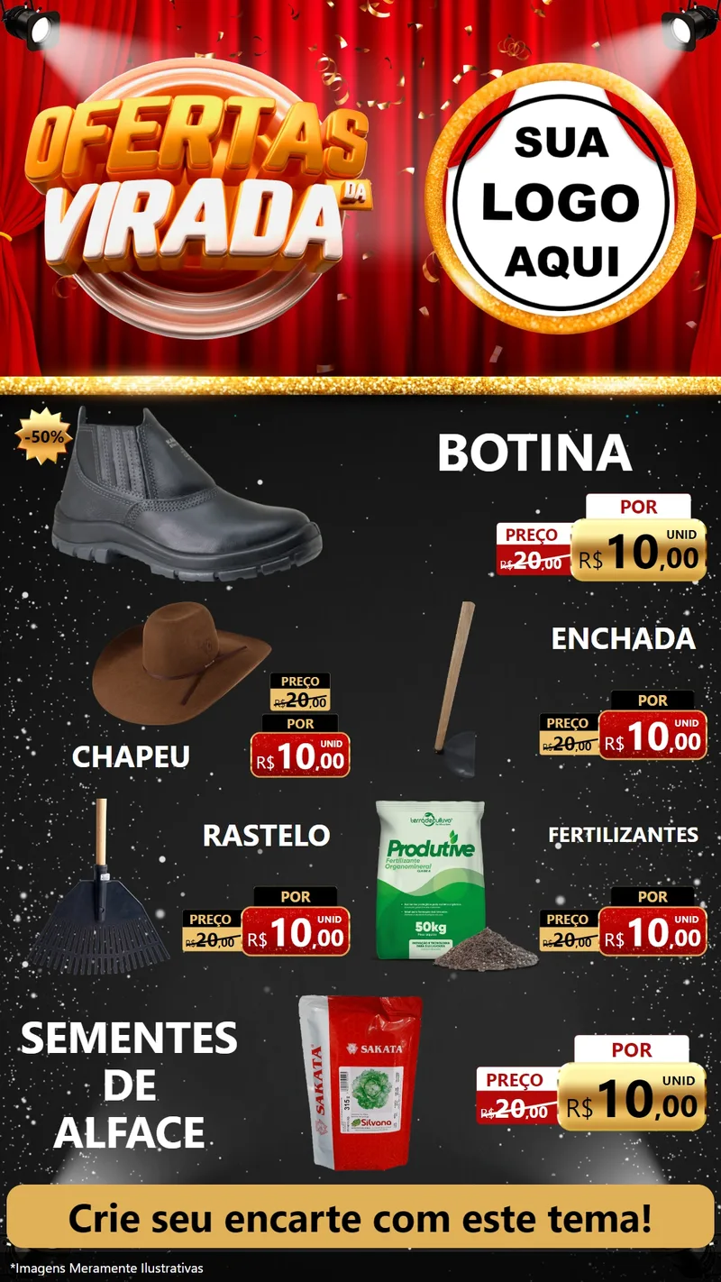 Modelo de TV para TV Vertical com o tema Ofertas da Virada para Agropecuária