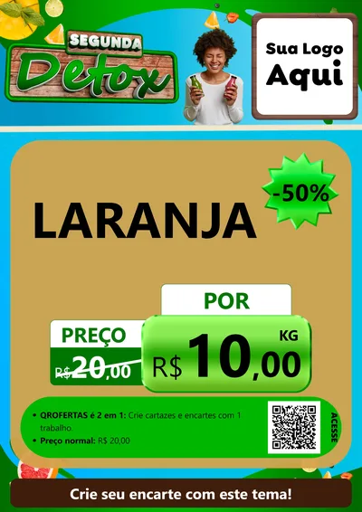 Modelo de Cartaz para Cartaz A4 Vertical com o tema Segunda Detox para Hortifrúti