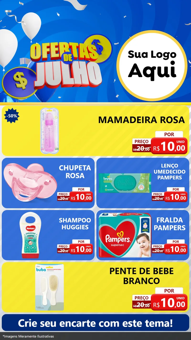 Modelo de TV para TV Vertical com o tema Ofertas de Julho para Bebês