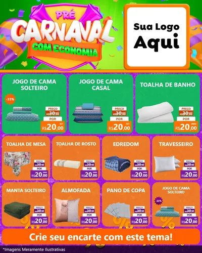 Modelo de Rede Social para Feed Instagram com o tema Pré-Carnaval Com Economia para Cama, Mesa e Banho