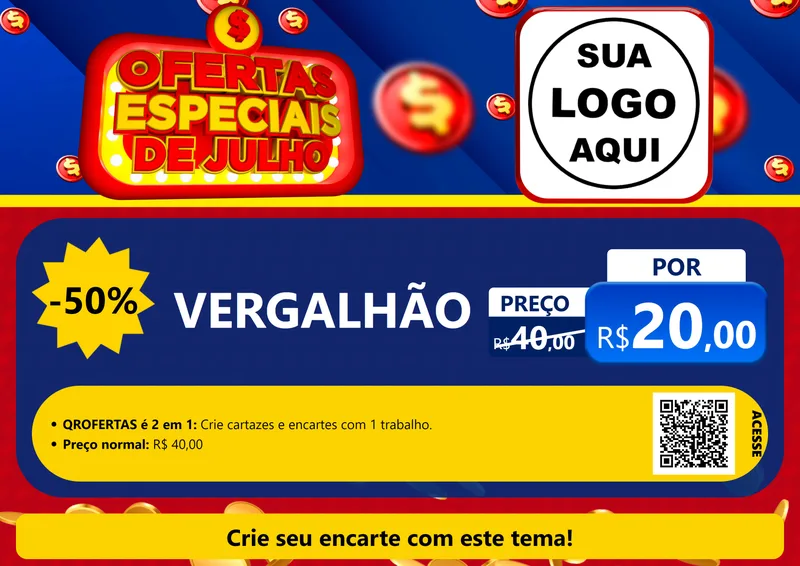 Modelo de Cartaz para Cartaz A4 Horizontal com o tema Ofertas Especiais de Julho para Ferragens