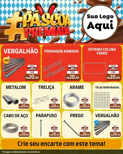 Modelo de Rede Social para Feed Instagram com o tema Páscoa Premiada para Ferragens