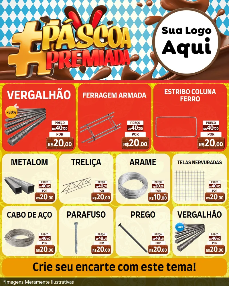 Modelo de Rede Social para Feed Instagram com o tema Páscoa Premiada para Ferragens