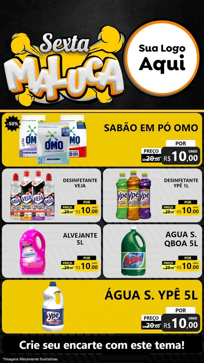 Modelo de TV para TV Vertical com o tema Sexta Maluca para Produtos de Limpeza