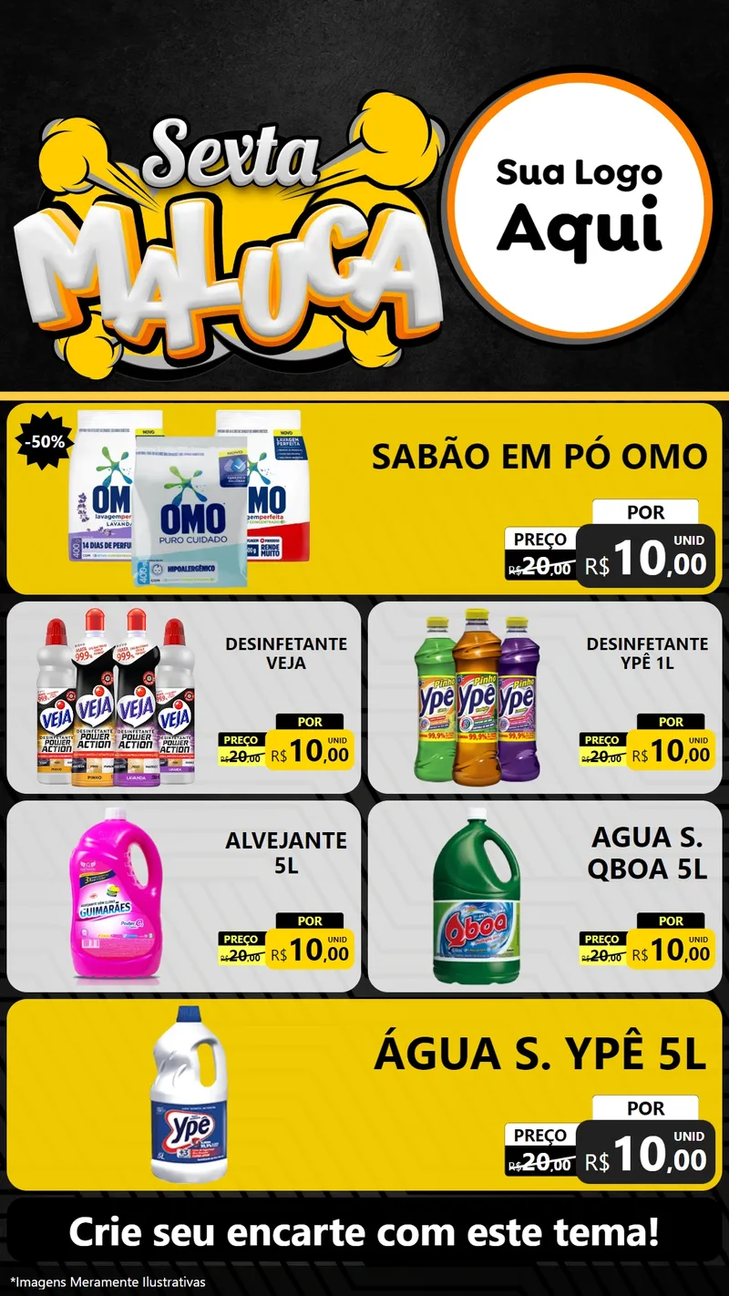 Modelo de TV para TV Vertical com o tema Sexta Maluca para Produtos de Limpeza