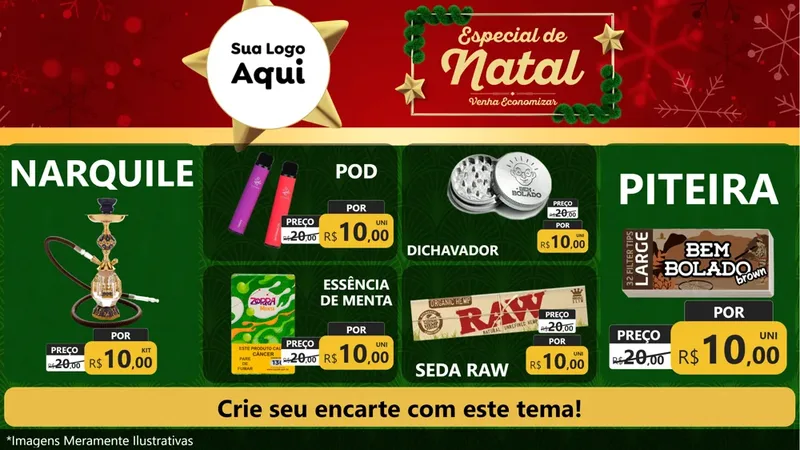 Modelo de TV para TV Horizontal com o tema Especial de Natal para Tabacaria