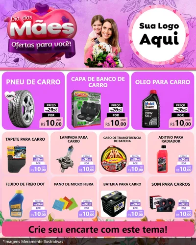 Modelo de Rede Social para Feed Instagram com o tema Dia das Mães Ofertas para Você! para Auto peças