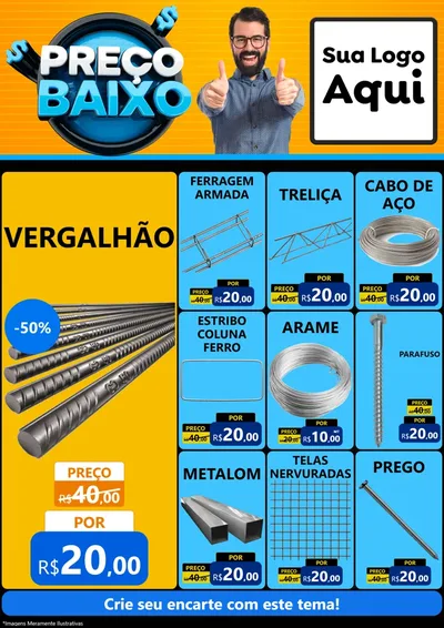 Modelo de Encarte para Encarte A4 Vertical com o tema Preço Baixo para Ferragens