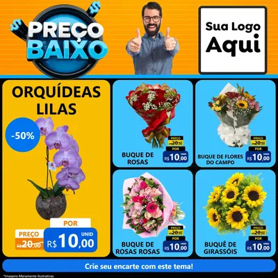 Modelo de Rede Social para Feed Facebook com o tema Preço Baixo para Floricultura e jardim