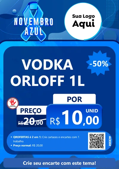 Modelo de Cartaz para Cartaz A4 Vertical com o tema Novembro Azul para Distribuidora de bebidas