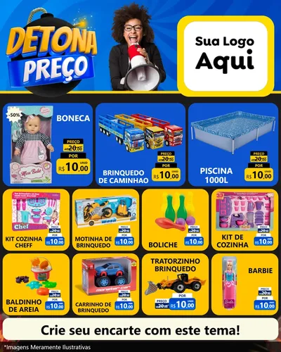 Modelo de Rede Social para Feed Instagram com o tema Detona Preços para Brinquedos