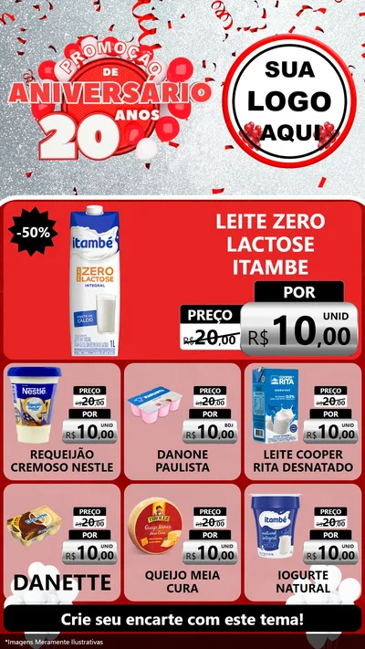 Modelo de Rede Social para Stories com o tema Promoção de Aniversário - 20 Anos para Frios e Laticínios