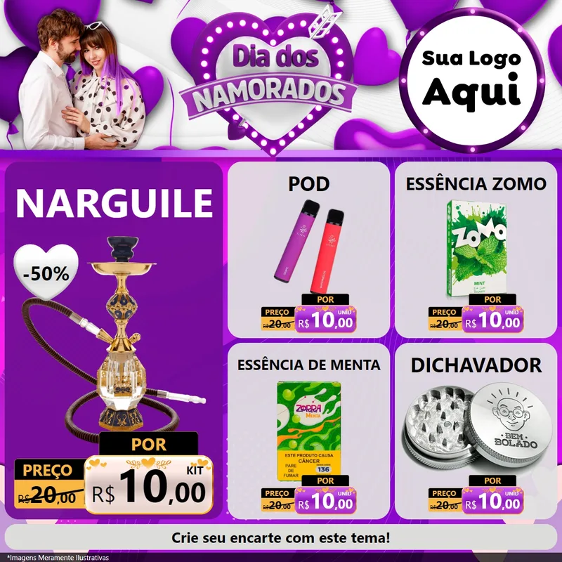 Modelo de Rede Social para Feed Facebook com o tema Dia dos Namorados para Tabacaria