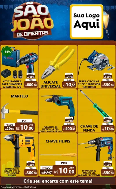 Modelo de Encarte para Encarte Grande com o tema São João Ofertas Imbatíveis! - Junina para Maquinas e Ferramentas