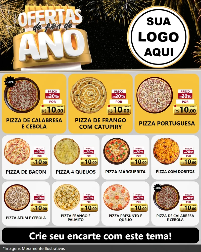 Modelo de Rede Social para Feed Instagram com o tema Ofertas de Fim de Ano para Pizzaria
