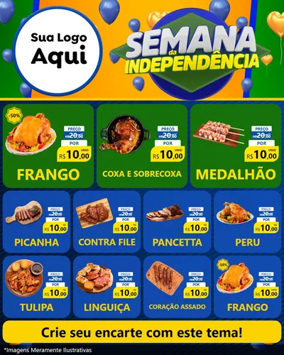 Modelo de Rede Social para Feed Instagram com o tema Semana da Independência para Assados