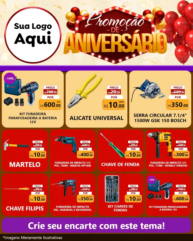 Modelo de Rede Social para Feed Instagram com o tema Promoção de Aniversário para Maquinas e Ferramentas