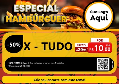 Modelo de Cartaz para Cartaz A4 Horizontal com o tema Especial Hambúrguer para Hamburgueria