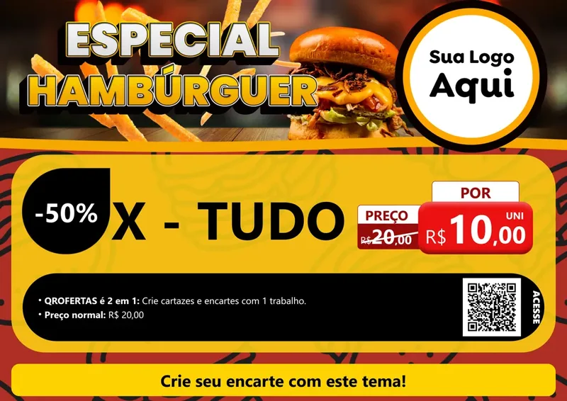 Modelo de Cartaz para Cartaz A4 Horizontal com o tema Especial Hambúrguer para Hamburgueria