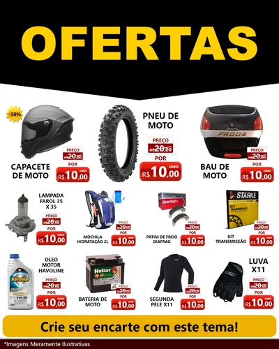 Modelo de Rede Social para Feed Instagram com o tema Ofertas Preto e Vermelho Cartaz para Moto peças