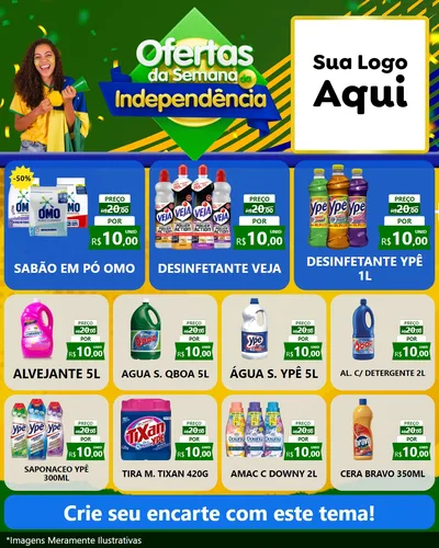 Modelo de Rede Social para Feed Instagram com o tema Ofertas da Semana da Independência para Produtos de Limpeza