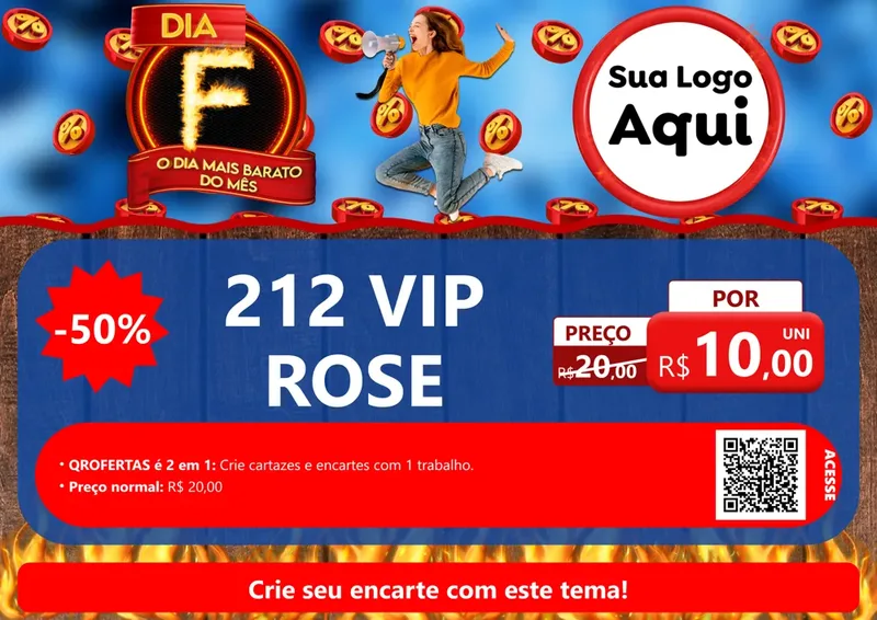 Modelo de Cartaz para Cartaz A4 Horizontal com o tema Dia F - O Dia Mais Barato Do Mês para Perfumes