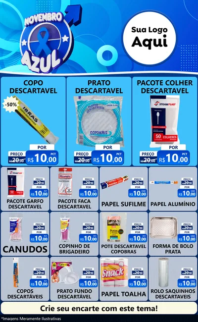 Modelo de Encarte para Encarte Grande com o tema Novembro Azul para Embalagens