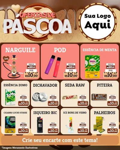 Modelo de Rede Social para Feed Instagram com o tema Ofertas de Páscoa para Tabacaria