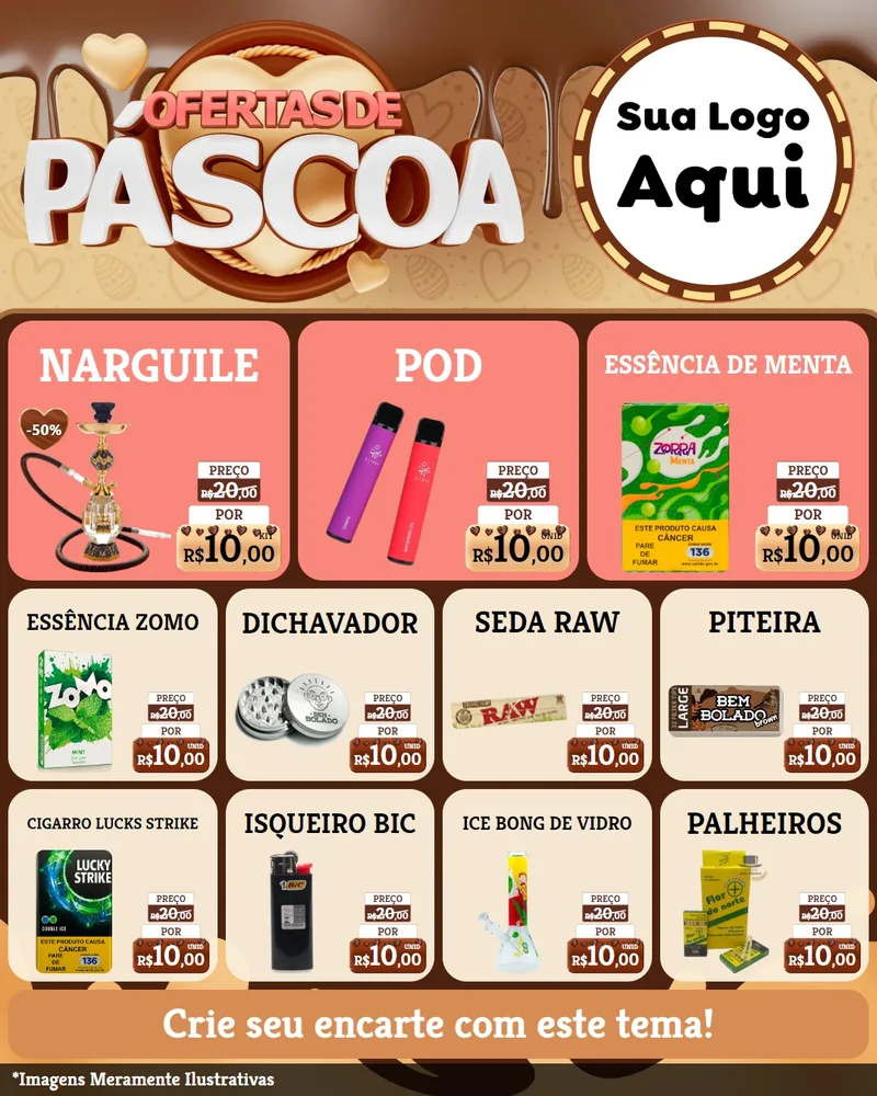 Modelo de Rede Social para Feed Instagram com o tema Ofertas de Páscoa para Tabacaria