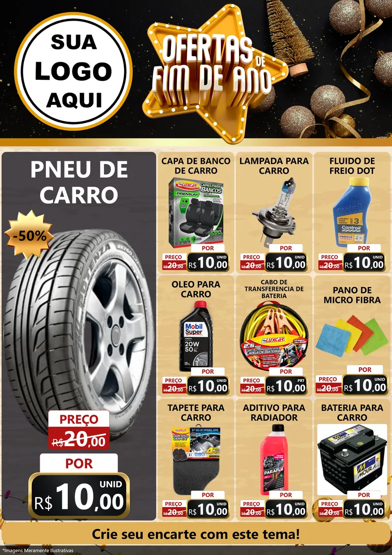 Modelo de Encarte para Encarte A4 Vertical com o tema Ofertas de Fim de Ano para Auto peças