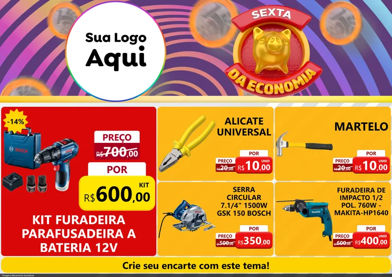Modelo de Encarte para Encarte A4 Horizontal com o tema Sexta da Economia para Maquinas e Ferramentas