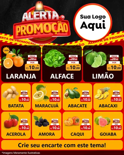 Modelo de Rede Social para Feed Instagram com o tema Alerta de Promoção para Hortifrúti