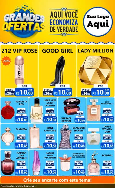 Modelo de Encarte para Encarte Grande com o tema Grandes Ofertas para Perfumes