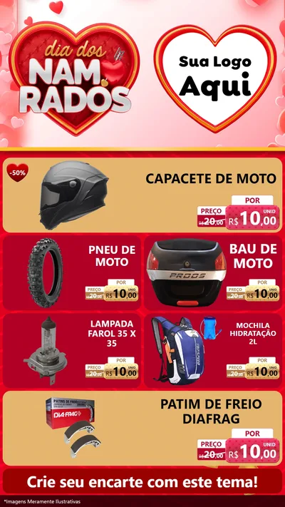 Modelo de TV para TV Vertical com o tema Dia dos Namorados para Moto peças
