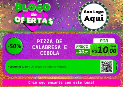 Modelo de Cartaz para Cartaz A4 Horizontal com o tema Bloco de Ofertas para Pizzaria