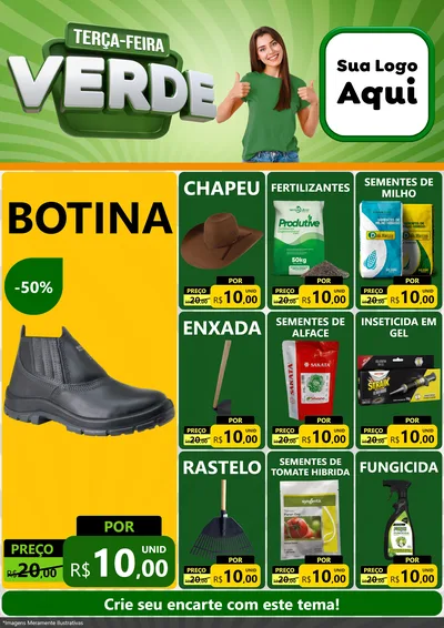 Modelo de Encarte para Encarte A4 Vertical com o tema Terça - Feira Verde para Agropecuária