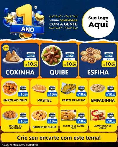 Modelo de Rede Social para Feed Instagram com o tema Um Ano de Aniversário para Salgadaria
