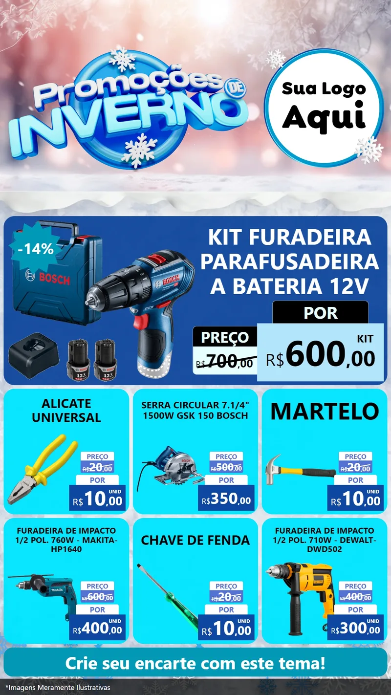 Modelo de Rede Social para Stories com o tema Promoções de Inverno para Maquinas e Ferramentas