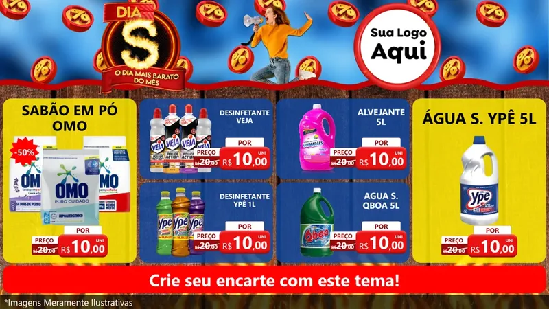 Modelo de TV para TV Horizontal com o tema Dia S - O Dia Mais Barato Do Mês para Produtos de Limpeza