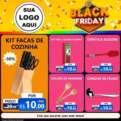 Modelo de Rede Social para Feed Facebook com o tema Black Friday para Utilidades Domésticas