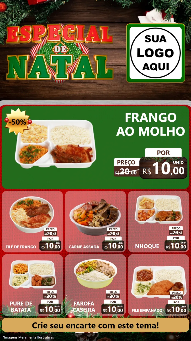 Modelo de Rede Social para Stories com o tema Especial de Natal para Restaurante
