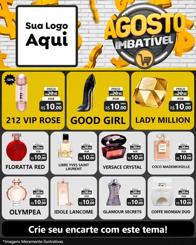 Modelo de Rede Social para Feed Instagram com o tema Agosto imbatível para Perfumes