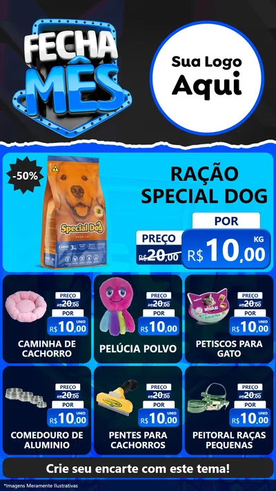 Modelo de Rede Social para Stories com o tema Fecha Mês para Pet Shop