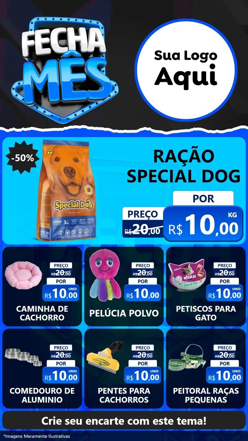 Modelo de Rede Social para Stories com o tema Fecha Mês para Pet Shop