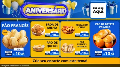 Modelo de TV para TV Horizontal com o tema Aniversário para Padaria