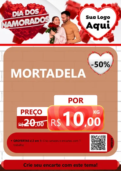 Modelo de Cartaz para Cartaz A4 Vertical com o tema Dia dos Namorados para Frios e Laticínios