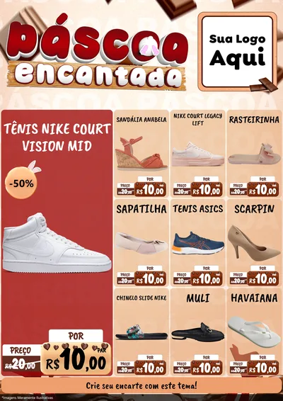 Modelo de Encarte para Encarte A4 Vertical com o tema Páscoa Encantada para Calçados