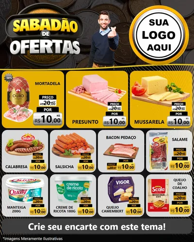 Modelo de Rede Social para Feed Instagram com o tema Sabadão de Ofertas para Frios e Laticínios