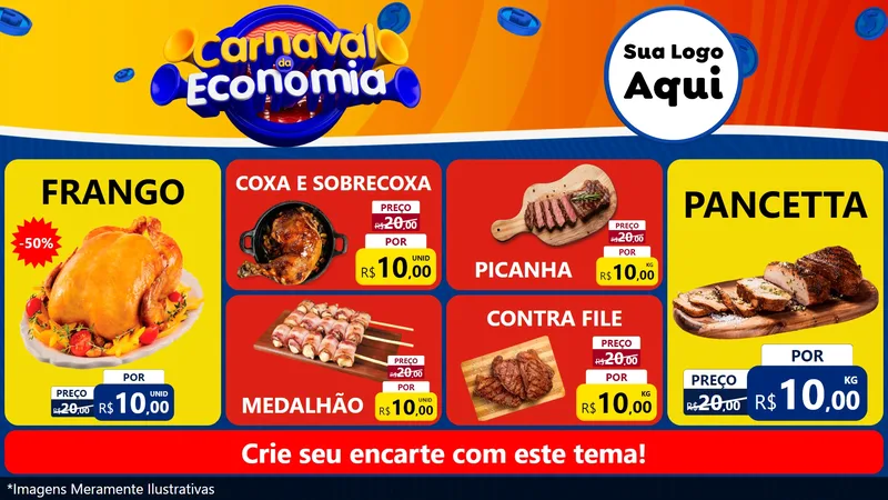 Modelo de TV para TV Horizontal com o tema Carnaval da Economia para Assados